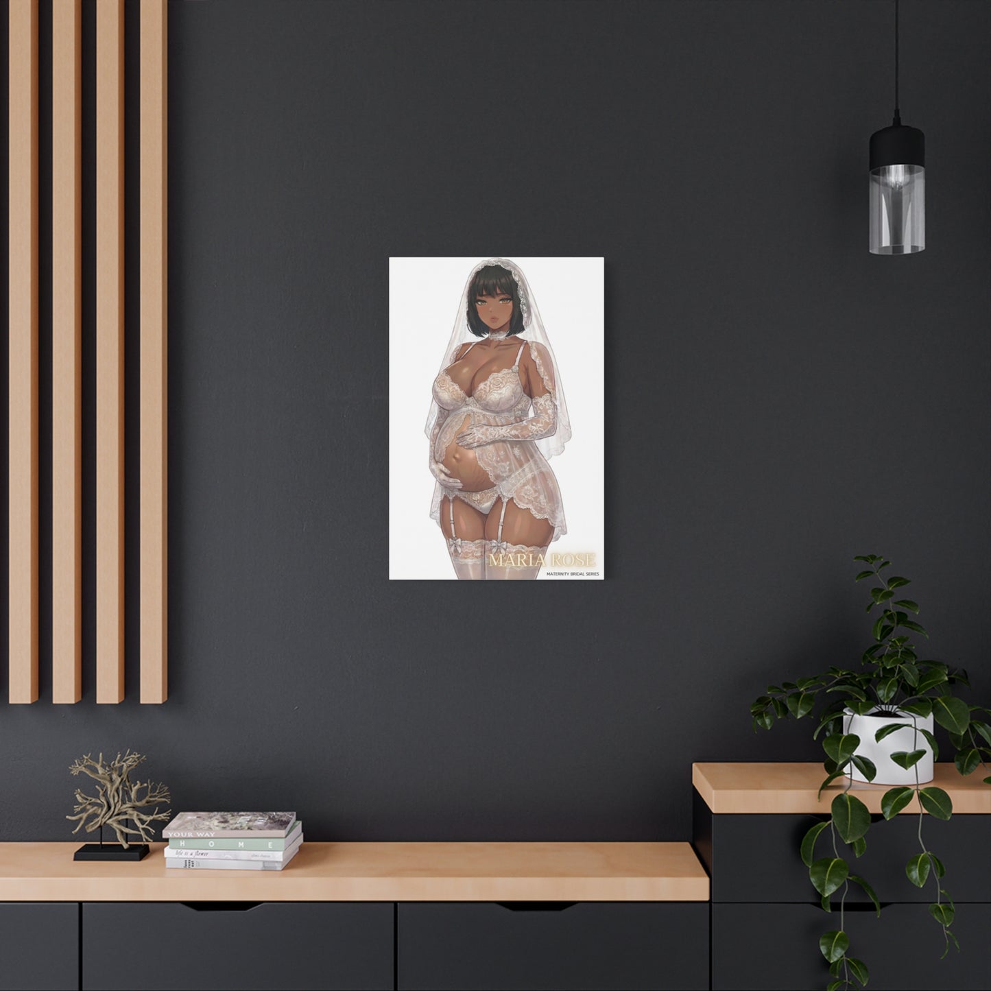 Matte Canvas Print — Maternity Bridal Elegant Pregnant Bride ("Maria Rose" )