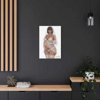 Matte Canvas Print — Maternity Bridal Elegant Pregnant Bride ("Maria Rose" )