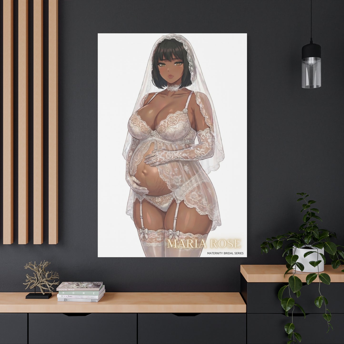 Matte Canvas Print — Maternity Bridal Elegant Pregnant Bride ("Maria Rose" )