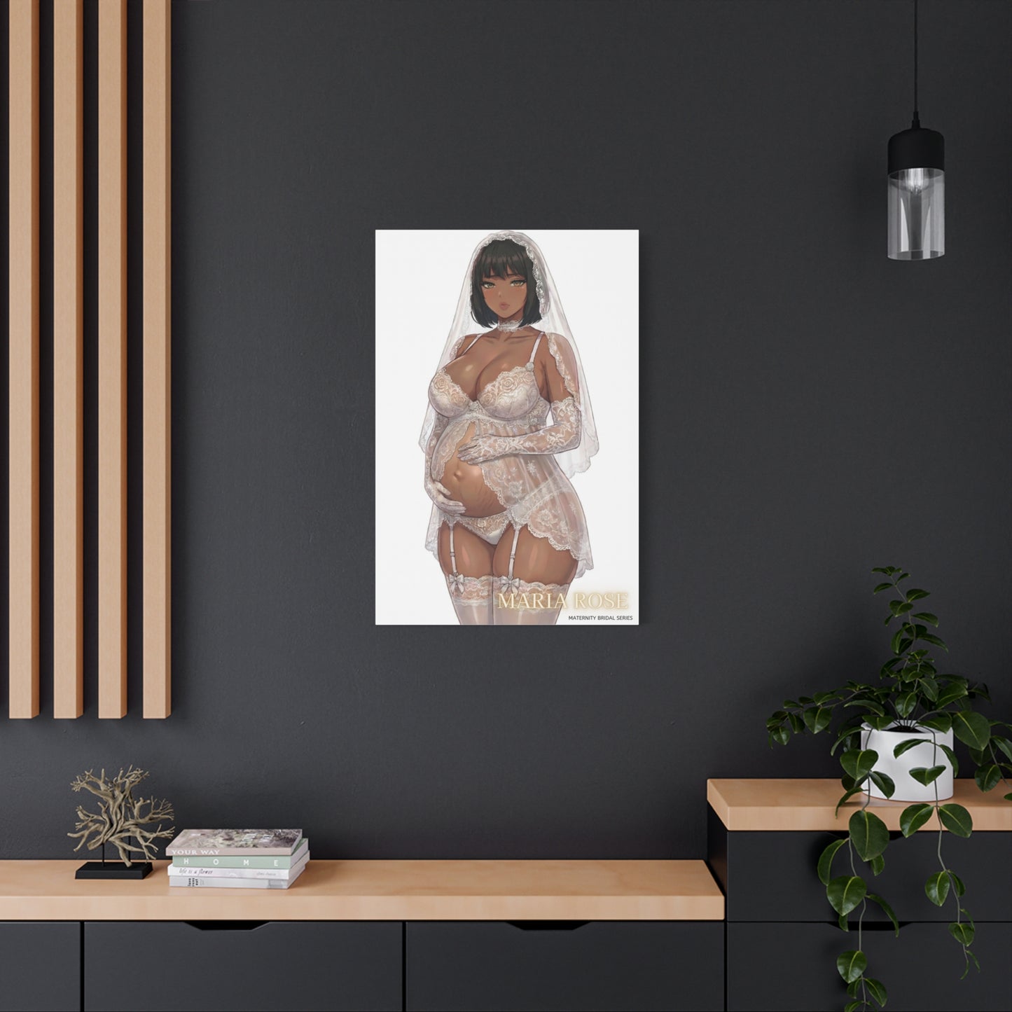 Matte Canvas Print — Maternity Bridal Elegant Pregnant Bride ("Maria Rose" )