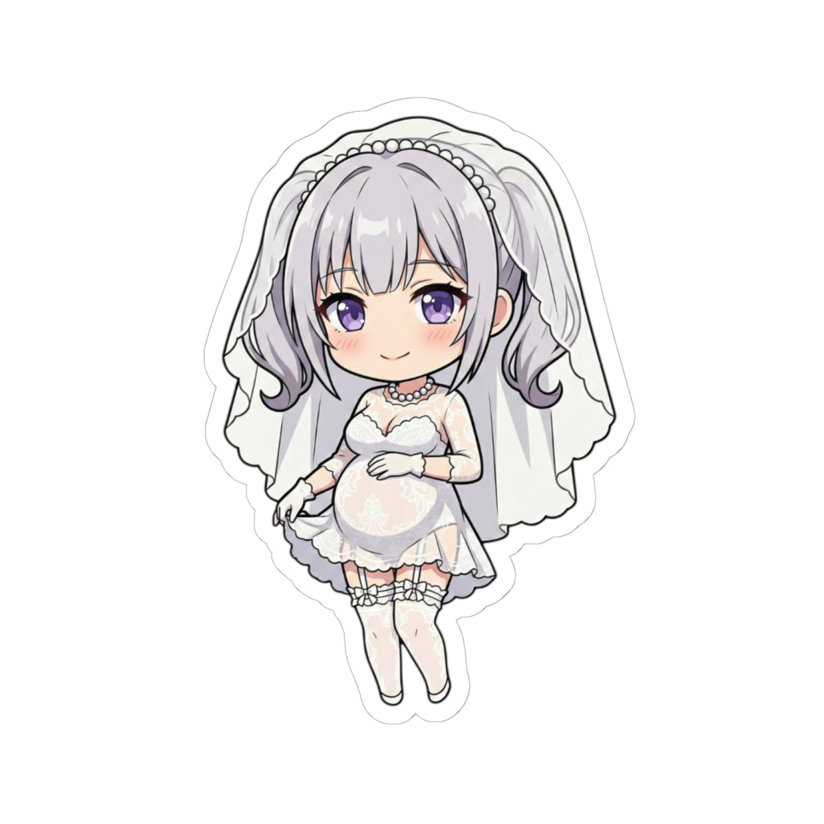 マタニティーブライダルシリーズ (Mia Fleur) Belly Doll — Cute Chibi Maternity Wedding Decal