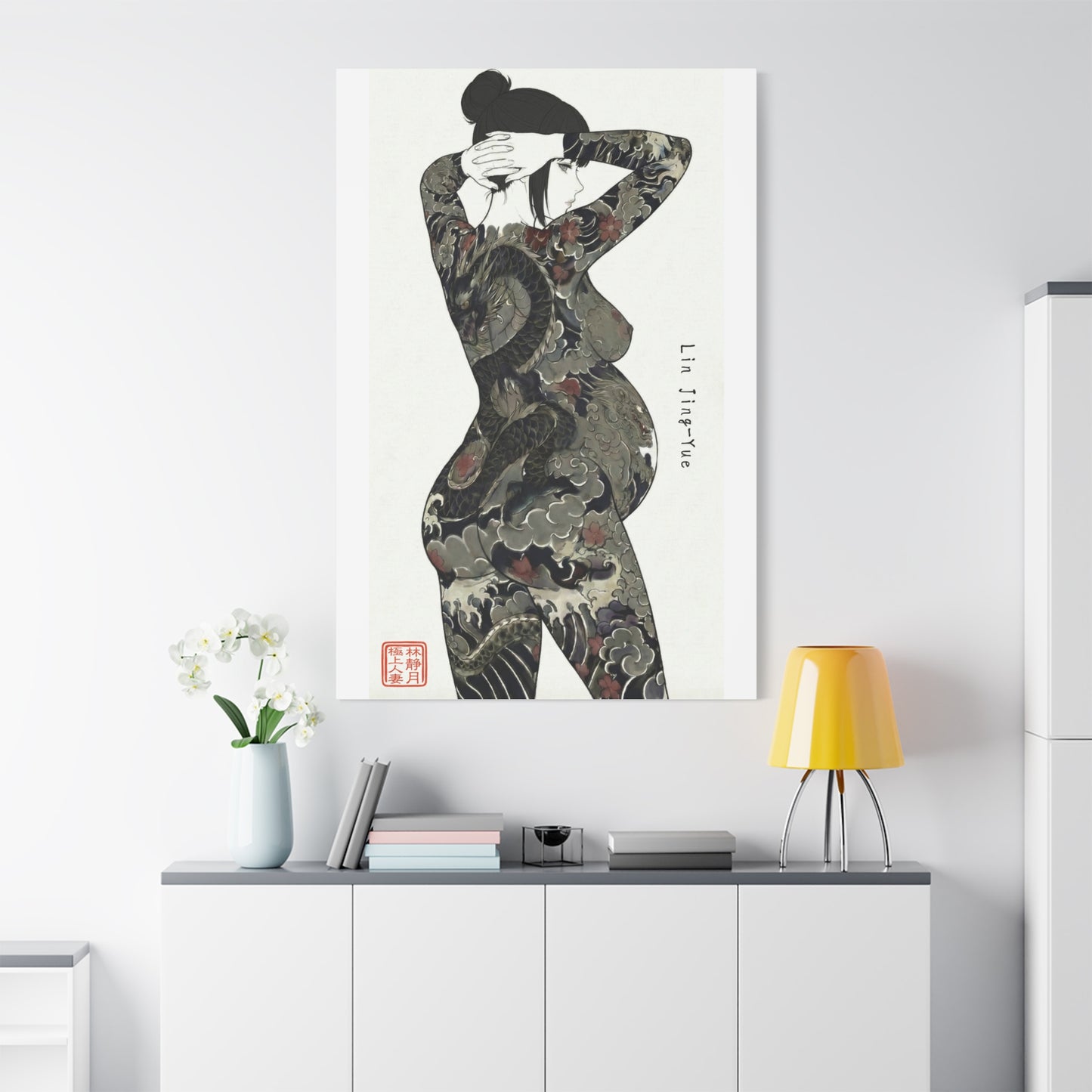 "Lin Jing-Yue" - The Supreme Wife (Back View) | Matte Canvas Print (“極上の人妻”)