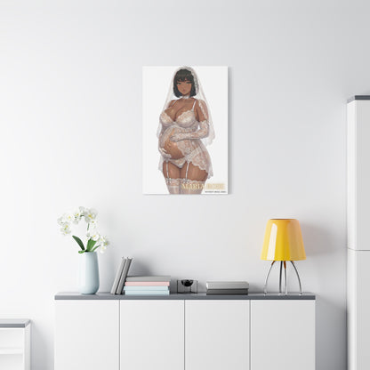 Matte Canvas Print — Maternity Bridal Elegant Pregnant Bride ("Maria Rose" )